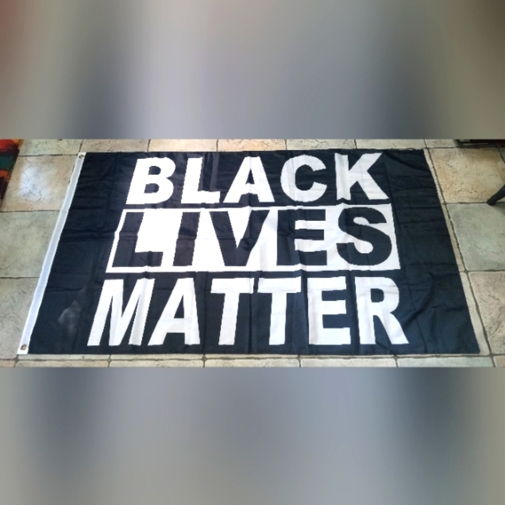 Black and White Banner Flag Black Lives Matter